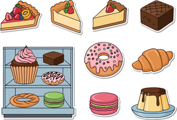 Sweet Dessert Clipart Collection Vector Pastries, Cakes, and Confections