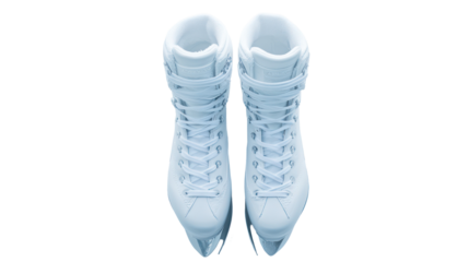 Pair of white lace up high heel boots isolated on transparent background