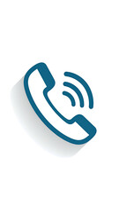 Blue phone icon with sound waves on black background