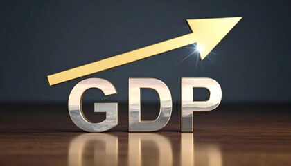 GDP growth with an upward arrow. Representing economic progress and financial growth
