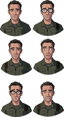 Pixel Art Man Expressions Isolated White Background