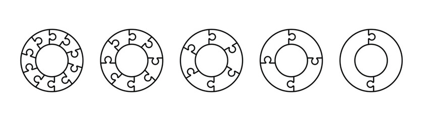 Set of circular puzzles. Round puzzle collection. Diagram, graph, presentation