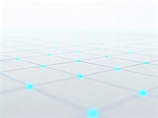 Abstract Digital Network of Glowing Cyan Nodes and Connecting Lines