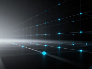 Abstract Digital Network Background with Glowing Blue Nodes and Connecting Lines