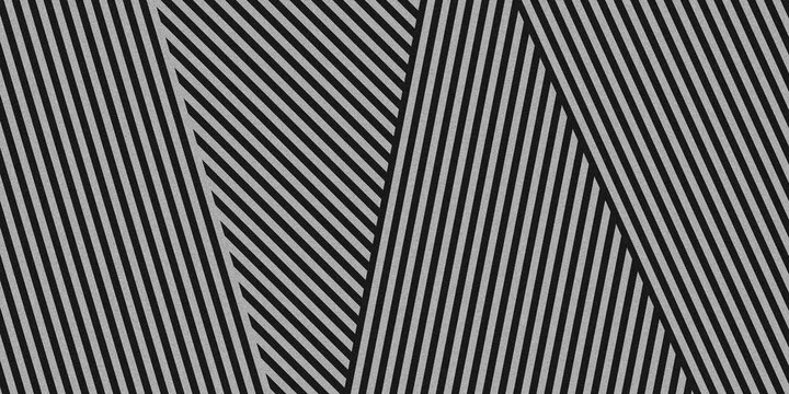 Op-Art style monochromatic repeating geometric pattern. This pattern is composed of large diamond-shaped tiles filled with thick black-light gray stripes - Powered by Adobe