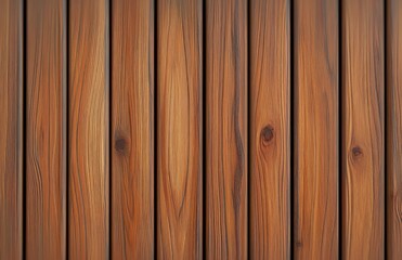 Fototapeta premium Smooth vertical brown wooden planks with natural wood grain and knots forming a rustic textured pattern