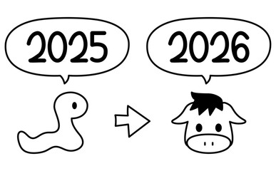 干支の巳から午のかわいいイラスト素材 – Zodiac Snake to Horse