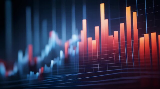 Dynamic financial market data visualization with colorful charts and graphs for trading insights - Powered by Adobe