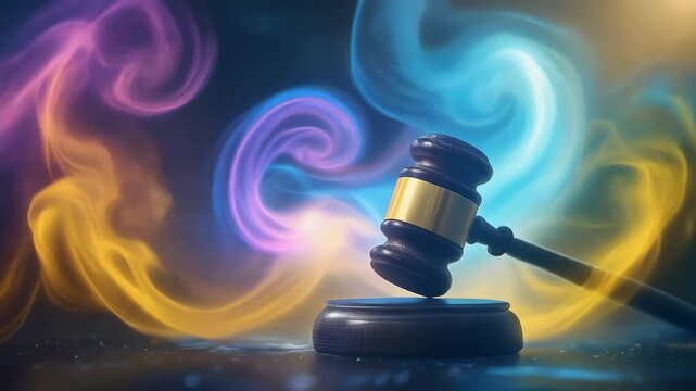 Elegant gavel on a dark sparkling background, perfect for legal and justice themes