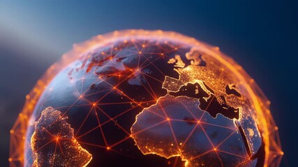 Stunning 3D illustration of a glowing globe with network connections and digital earth concept - Powered by Adobe