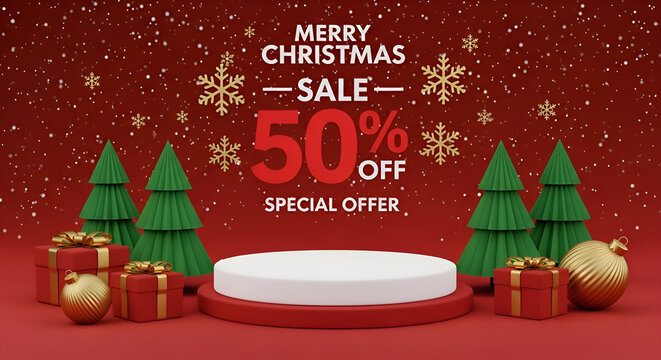 Spread holiday cheer with this festive Christmas sale announcement! Perfect for attracting customers with a special 50% off deal and seasonal promotions. Boost your business now.