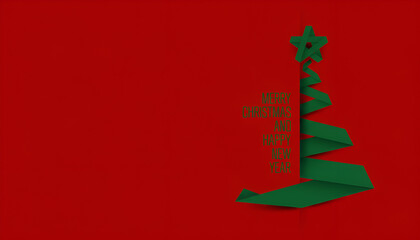Celebrate the Festive Season with a Modern Christmas Tree Design for Holiday Greetings and New Year Wishes, Perfect for Social Media and Festive Marketing Campaigns on isolated red background.