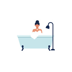 Person Relaxing in Bathtub with Bubbles, Self-Care and Hygiene Concept