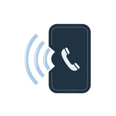 Mobile Phone Call Icon with Sound Waves, Communication Concept