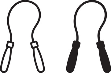 Skipping rope line and glyph icon set isolated on white. jump rope fitness exercise equipment vector. workout, cardio, sport symbol. isolated on white background, Vector