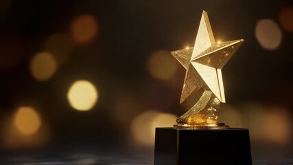 Golden star trophy on dark background for awards and achievements celebrations