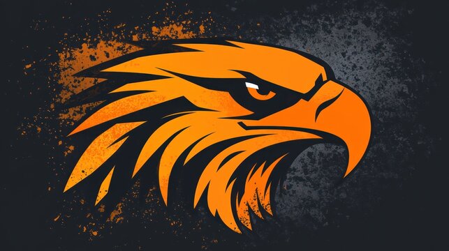 Graphic eagle head, grunge style, abstract background, possible use for logo design