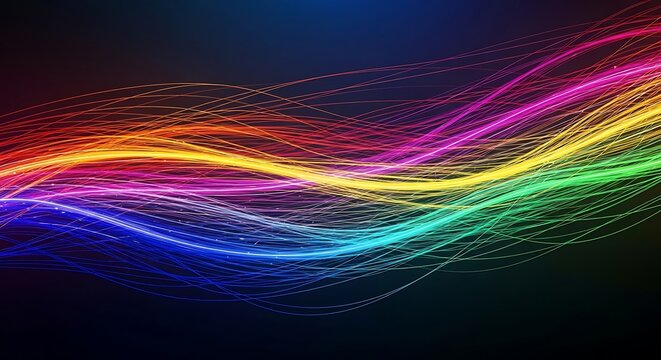 Abstract colorful light trails background with flowing lines and vibrant hues