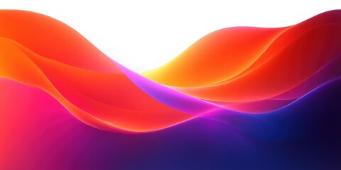 vibrant flowing layered waves of red, orange, pink, purple and blue gradients on white background with smooth luminous curves conveying energy and calm