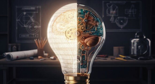 Innovations Of Digital Age With Artificial Intelligence Bulb Concept