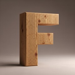 Detailed Wooden Letter F Rustic and Dimensional Style for Typography