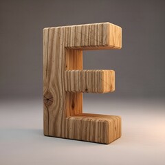 Realistic Wooden Grain Letter E Alphabet Decoration with Detailed Texture