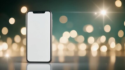 Sleek phone with a blank screen on a bokeh background perfect for app promotion or digital marketing campaigns with modern festive flair