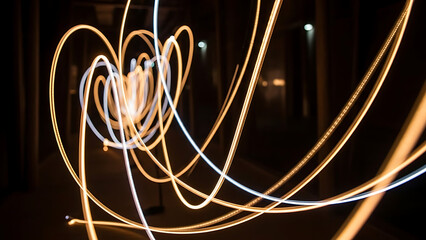 Dynamic light painting trails create a modern abstract design for digital art and creative projects