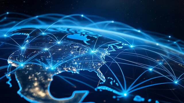 Stunning 3D Digital Map of North America with Connected Network Illustrating Global Connectivity