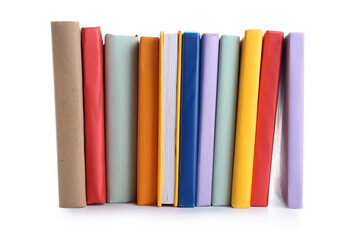 Colorful books isolated on white background
