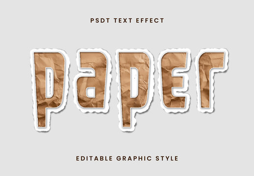Brown And White Kraft Cut Out Paper Text Effect Wrinkled Sticker Font