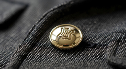 Close-up of a Gold Button on a Tweed Jacket, Fashion and Style Detail