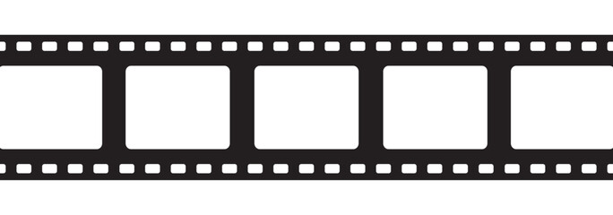 Long vector Film strip icon isolated. Pattern of photo film strip frame, Video Film strip roll, Vector illustration photograph camera long film strip.