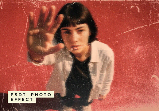 Red And White Vintage Grunge Print Photo Effect