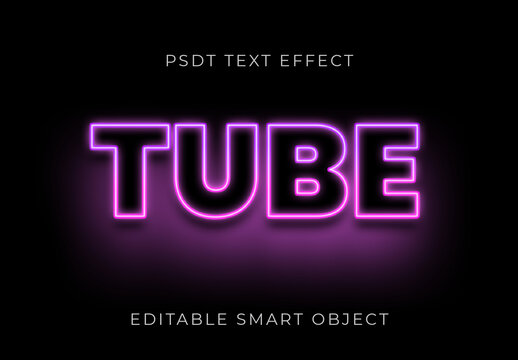 Purple Neon Text Effect Light Tube Outline Font
