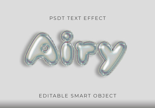 Gray Floating Ribbon Balloon Text Effect Inflated Puffy Font