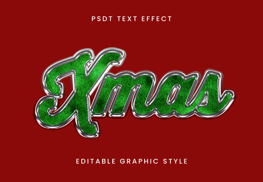 Green And Silver Christmas Sparkling Text Effect Glitter Shiny Font