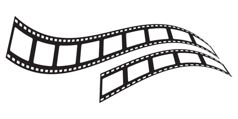 Old grunge movie film long strip set, vintage filmstrip roll frame. Film strip icon. Video tape photo film strip frame vector. film frame border strip analog. Roll of retro film strip on isolated.