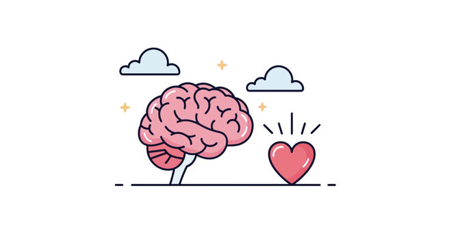 Cultivate emotional intelligence with this symbolic heart and brain illustration, perfect for mental health campaigns and wellness programs to promote balance