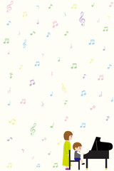 ピアノを弾く男の子と先生の壁紙
