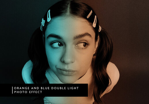Orange And Blue Double Light Photo Effect