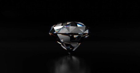 3D animation of a diamond spinning on a black background. (Horizontal) - Powered by Adobe