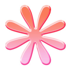 Glossy 3D Star Flower icon with glassmorphism effect - Y2K inspired jelly spring blossom symbol in pink gradient