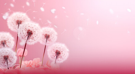 Abstract Pink Dandelion with Soft Glow and Bokeh Effect