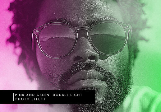 Pink And Green Double Light Photo Effect