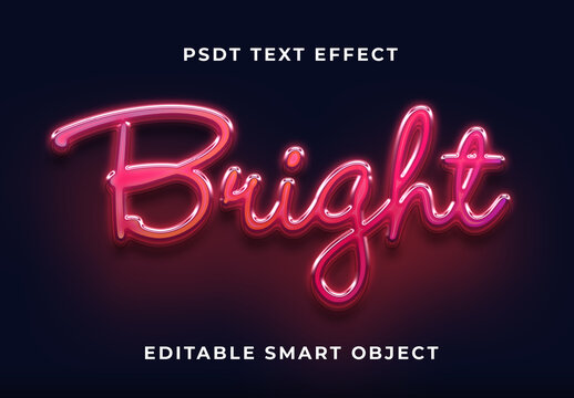 Pink Neon Text Effect Script Shiny Glow Font