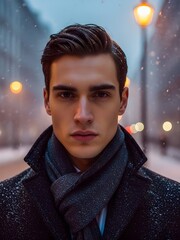 Cinematic Urban Winter Fashion Model Portrait
