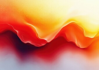 Abstract flowing waves in warm tones of red, orange, yellow, blending smoothly with softer white and purple hues, evoking a sense of warmth and fluidity