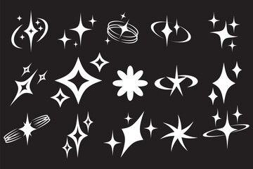 Set of holographic y2k stickers. Gradient Retro Futuristic Foil Effect Badges. Labels with emoji, planet, star and diamond. Iridescent vector illustration collection isolated on background