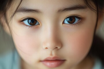 Intimate close-up of a young person's neck, ear and dark hair softly framing the facial area with warm lighting conveying a calm, introspective mood